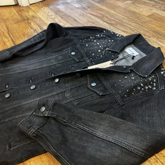 REBECCA MINKOFFDark Wash/ Crystal AccentDENIM JACKET